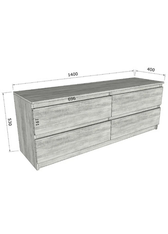 ТБ тумба ST-223 Ш1400/В530/Г400 Бетон-Білий MORELI (313859477)