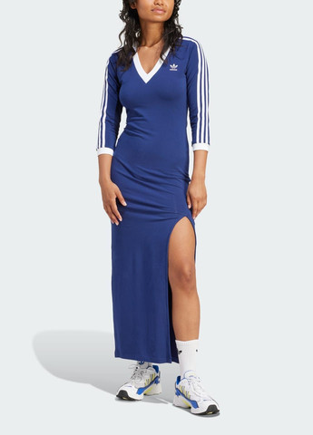 Синя спортивна сукня adicolor classics 3-stripes adidas з логотипом