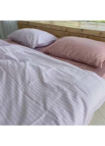 Постельное белье с резинкой Пудра+Лаванда страйп сатин PREMIUM Евро размер, наволочки 50/70 No Brand (364217066)