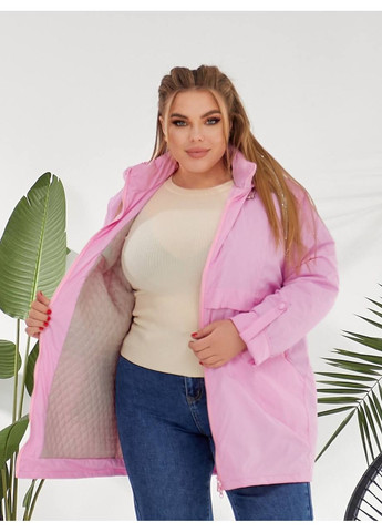 Розовая демисезонная демисезонная женская куртка удлиненного кроя с капюшоном. MonCher
