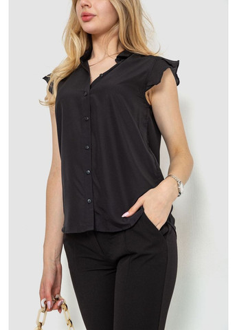 Чорна блуза однотонна, колір чорний, 244r192 Calliope