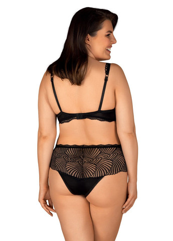 Черный демисезонный комплект с высокими трусиками klarita set Obsessive