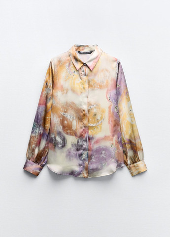 Цветная повседневный рубашка с абстрактным узором Zara