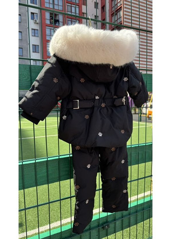 Черный зимний детский зимний костюм (куртка+комбинезон) BabyStyle