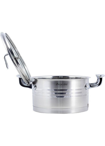 Кастрюля индукционная Casserote 3.1л из нержавеющей стали со стеклянной крышкой Kamille (330017400)