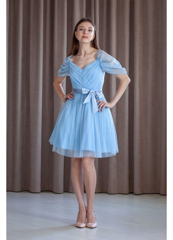 Блакитна вечірня плаття а-силует First Woman однотонна