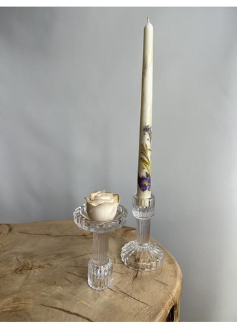 Стеклянный подсвечник на ножке, прозрачный, универсальный декор (11 см) No Brand (361977195)