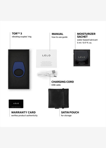 Ерекційне кільце з вібрацією Tor 3 Base Blue, керування зі смартфона Lelo (301039097)