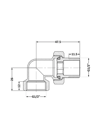 Оригинал! Сгон-американка Standart 1/2"ВН никель, угловой TAS191W15 Thermo Alliance (401219778)