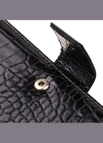 Вузький гаманець чоловічий шкіряний з тисненням під крокодила 21914 Чорний Canpellini (306881619)