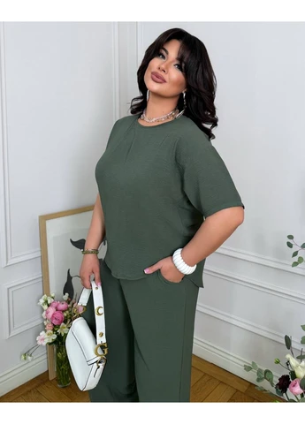 Женский летний костюм-двойка из крепа SS178 шоколадного цвета 00903 No Brand (398296328)