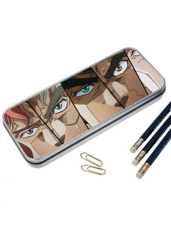 Органайзер для канцелярського приладдя металевий, кейс для дрібниць Неймовірні пригоди ДжоДжо #013 7*18 см Silver No Brand (309156582)