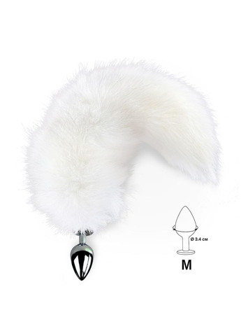 Металлическая анальная пробка с хвостом из натурального меха Art of Sex size M White fox No Brand (366877644)