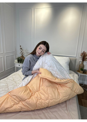 Ковдра полуторна подвійна подвійна 4 сезони з холлофайбера 21552 142х210 см персикова Arda (369014448)