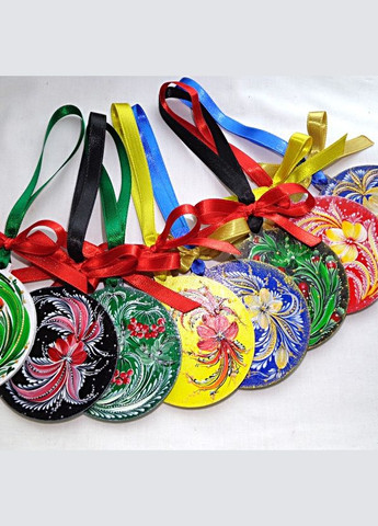 Новогодний шар ручной работы с петриковской росписью "Желтый бутон" No Brand (349843256)