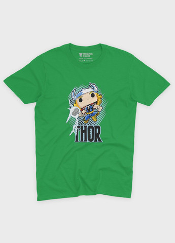 Зелена демісезонна футболка для хлопчика з принтом супергероя - тор (ts001-1-keg-006-024-003-b) Modno