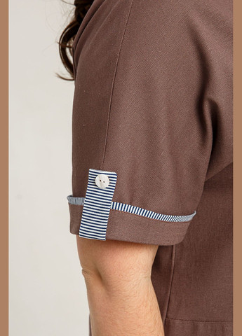 Світло-коричнева повсякденний жіноча літня лляна сукня емма з накладною кишенею all posa (ap101407p) A'll Posa