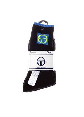 Чёрные носки 3-pack black Sergio Tacchini однотонные (333958010)