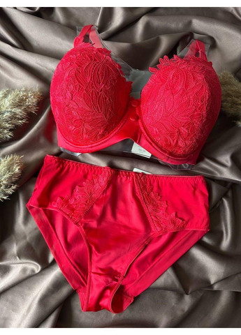 Червоний комплект бюстгальтер поролон + трусики сліп 2392 червоний Weiyesi