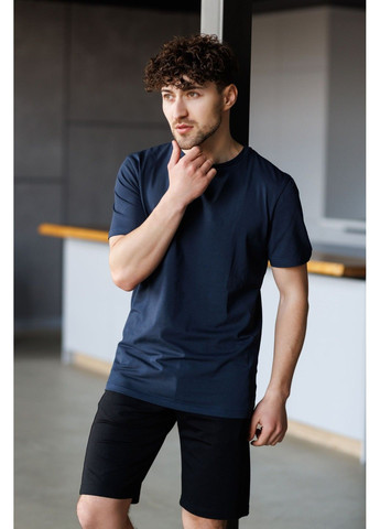 Комплект футболка синя + спортивні шорти чоловічі SUMMER чорні Handy Wear (329447833)