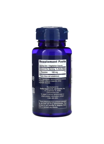 Амінокислота L-Theanine 100 mg - 60 vcaps Life Extension (296192560)