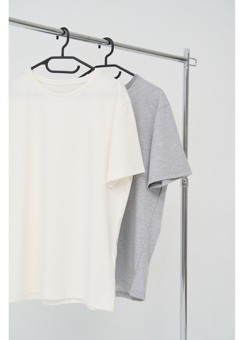 Комбинированная набор футболок мужских cotton basic 2 шт (молочная, серый меланж) Handy Wear