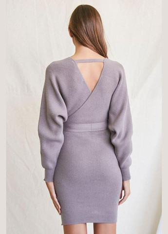 Темно-фиолетовое праздничный, коктейльное, деловое, повседневный, кэжуал, вечернее теплое стильное платье платье-свитер, с открытой спиной, на запах, футляр Forever 21