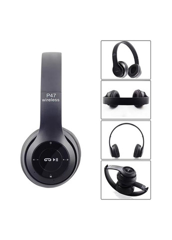 Беспроводные наушники Bluetooth Wireless P47 microSD FM Black No Brand (330823537)