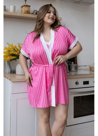 Розовый демисезонный комплект для дома с сорочкой MiaNaGreen Км1901н raspberry