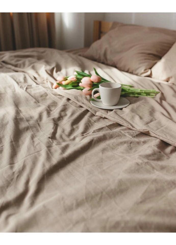 Постельное белье полуторное Home Вареный хлопок 20488 160х215 см бежевое DUSHKA (336328667)