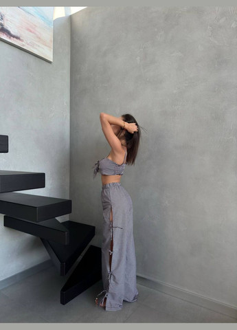 Черная всесезон пижама женская топ + брюки No Brand