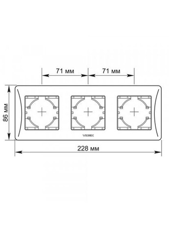 Рамка серебряный шелк на 3 места горизонтальная BINERA Videx (366298473)