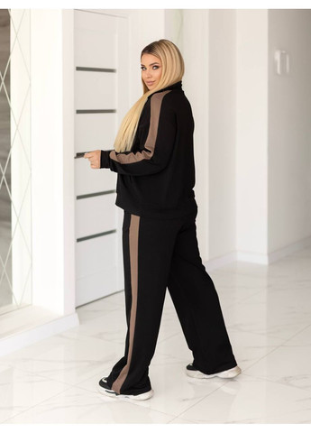 Жіночий спортивний костюм з двонитки з контрастними вставками No Brand (367853287)