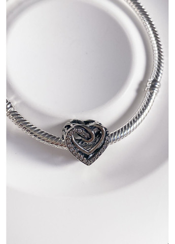 Шарм для браслета намистина серце подвійне срібло 925 CHICLY (367186643)