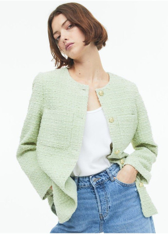 Зеленый женский женский пиджак из букле н&м (56843) xs зеленый H&M - демисезонный