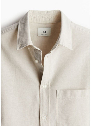 Чоловіча оксфордська сорочка Regular Fit Н&М (57381) S Світло-бежева H&M (296035576)