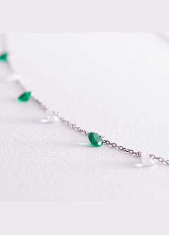 Колье в белом золоте (зеленые и белые фианиты) кол02307 43 Oniks (264392953)