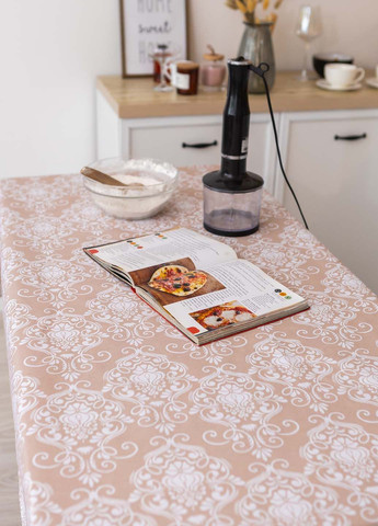 Скатертина бавовняна "Вензель" (бежевий) 2.2м х 1.5м (розкладний стіл) Homedec - (352767922)