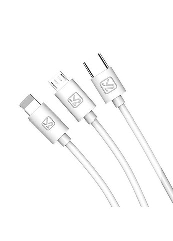 USB кабель KSC078 3-in-1 Type-C / MicroUSB / Lightning 1m - White Kaku (276530132)