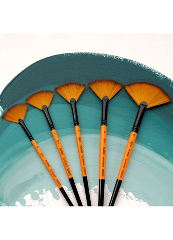 Кисть синтетика веерная FLAME 1368FN №2 короткая ручка ROSA Роса (362586501)