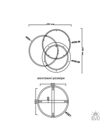 Люстра керована світлодіодна VEGA TRIPLE 3R 70 Вт 490х490х60 мм Чорно-Біла ESLLSE (365650648)