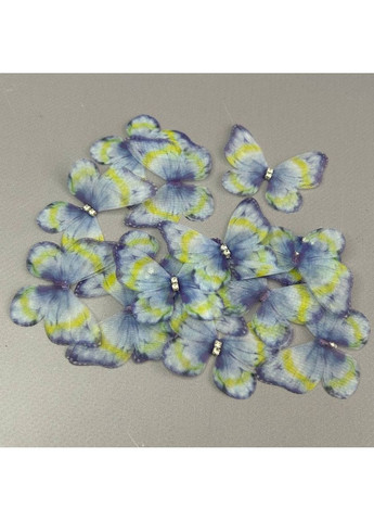 Шифоновий метелик двошаровий зі стразиком 4,5 см - синій з жовтим Plus-plus (352743436)