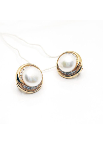 Гарнитур золото 585° размер жемчуг шар 9,5 мм с фианитами (К608/С365) Арніка (373678020)