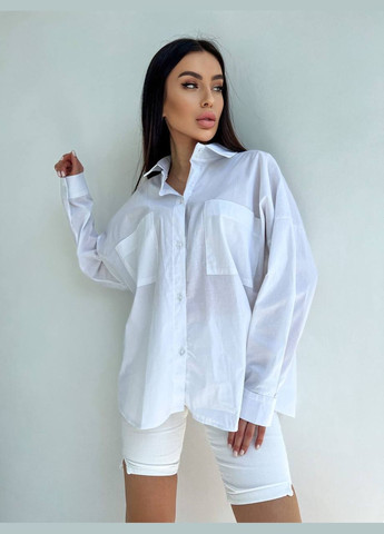 Біла жіноча базова сорочка з бавовни колір білий р.42/46 449324 New Trend
