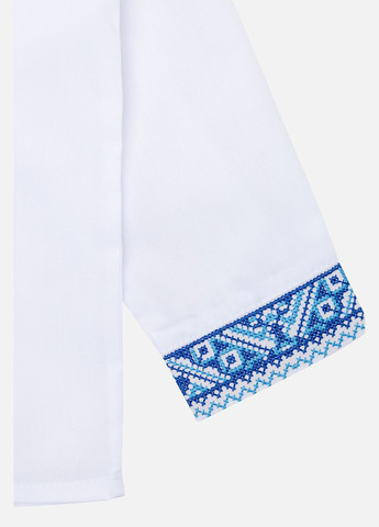 Біла вишиванка з довгим рукавом для хлопчика колір білий cb-00246422 поплін (319093718)