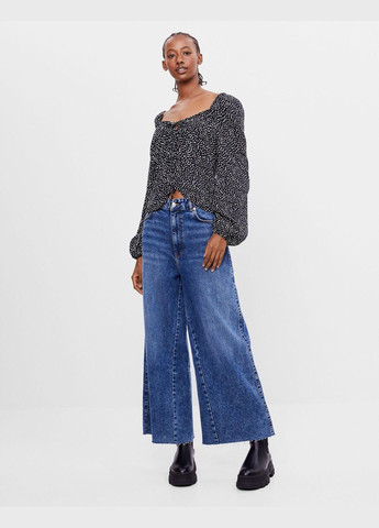 Чорна блуза демісезон,чорний в візерунки, Bershka