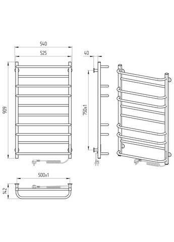 Электрический полотенцесушитель Зебра Комфорт ЧКЧ10 500Х900 Э Laris (318681291)