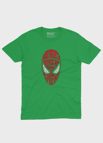 Зелена демісезонна футболка для хлопчика з принтом супергероя - людина-павук (ts001-1-keg-006-014-073-b) Modno