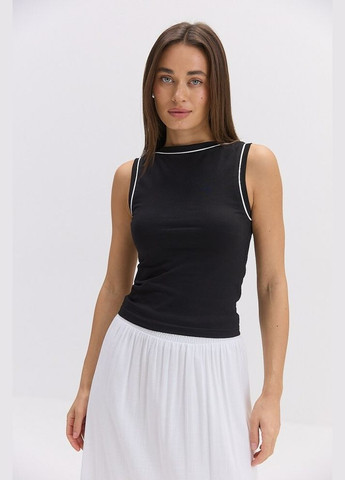 Майка женская чёрная с белой окантовкой супрем MKAR69291-3 Modna KAZKA — 336932113