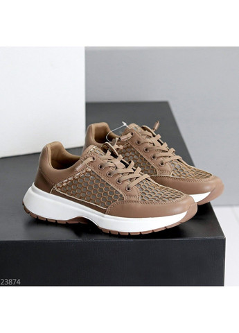 327 Кросівки Шкіряні Бежеві літні з сіткою No Brand бежеві літо (335365730)